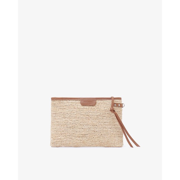 Isabel Marant Handbags - Isabel Marant Bora Raffia Clutch in Natural & Cognac